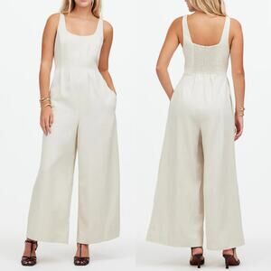 NWT Madewell Jumpsuit Drapey Twill Sleeveless Wide-Leg Tank Muted Stone Size 12